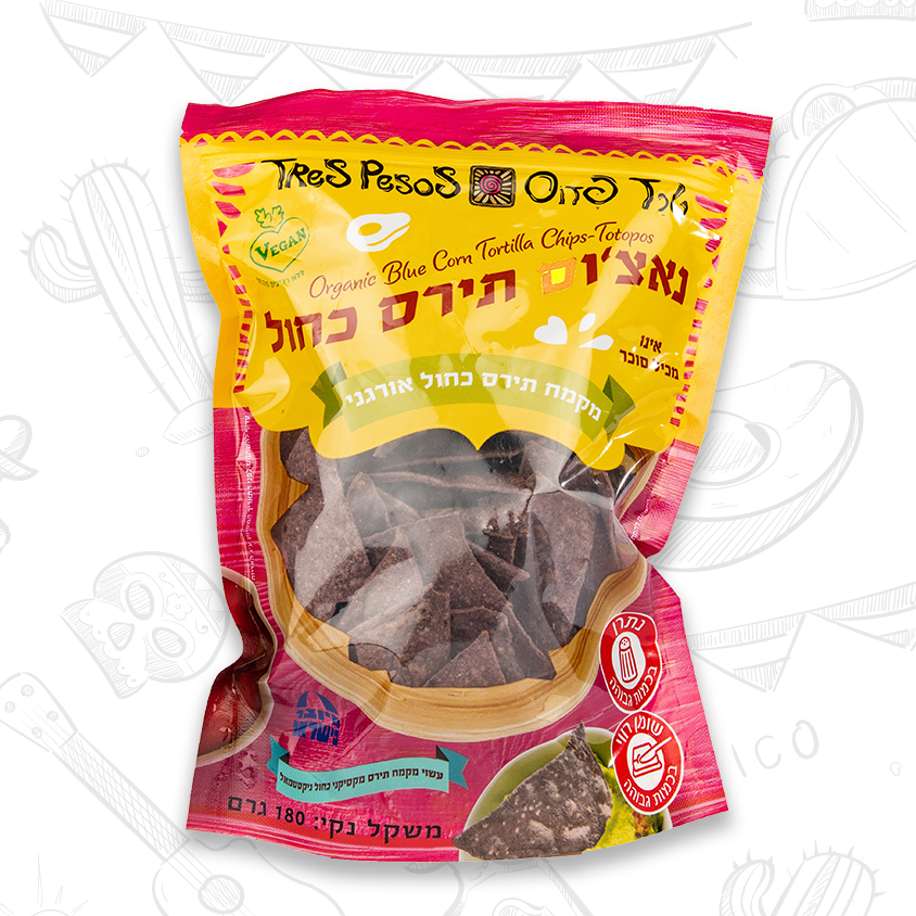 נאצ'וס תירס כחול טרז פזוס 180 גרם מיוחד ועשיר בנוגדי חמצון